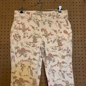 LOFT Floral Pants 6 Straight Leg Casual Cotton Ankle Cottage Pastel Coquette